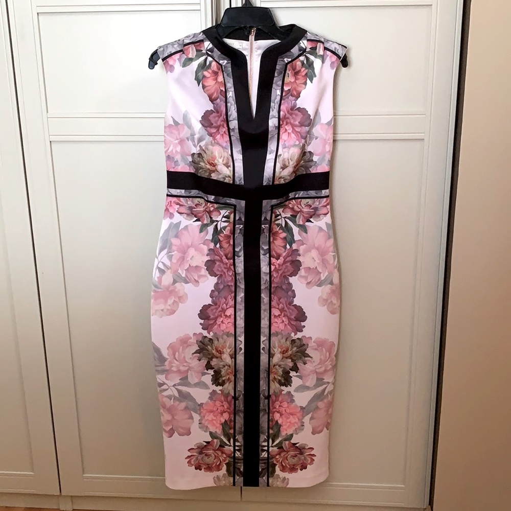 TED BAKER Floral print midi dress.